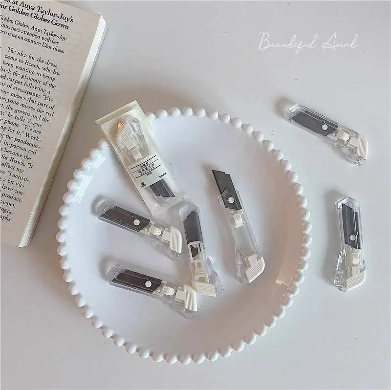 Ins Transparent Small Art Knife Portable Paper Cutting Knife Simple Express Knife Student Art Pen Knife
