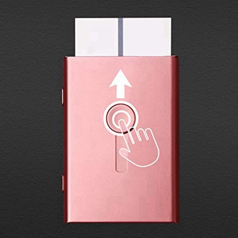 กระเป๋าเก็บบัตรโลหะเคสโทรศัพท์กันกระแทกตัวเลื่อนนิ้วหัวแม่มือกดเปิดเหมาะสำหรับบัตรประชาชนดีไซน์สำหรับผู้ชายและผู้หญิง