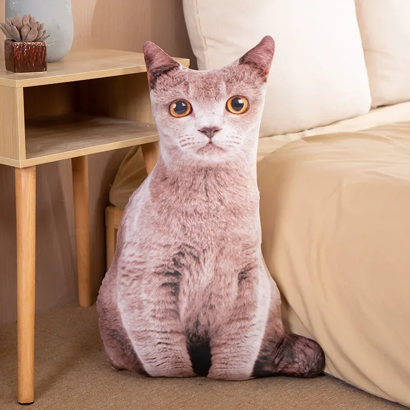 Simulation Cats Plush Sleeping Pillows Soft Stuffed Animals Cushion Sofa Decor Cartoon Plush Toys for Children Kids Cute Gift