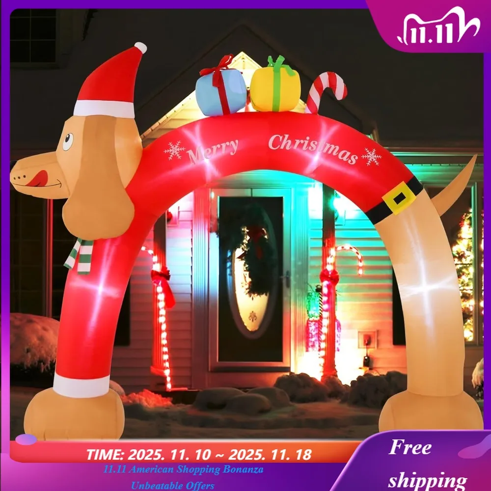 

Рождественская надувная арка, гигантская надувная такса и арка в подарочных коробках, украшение для двора