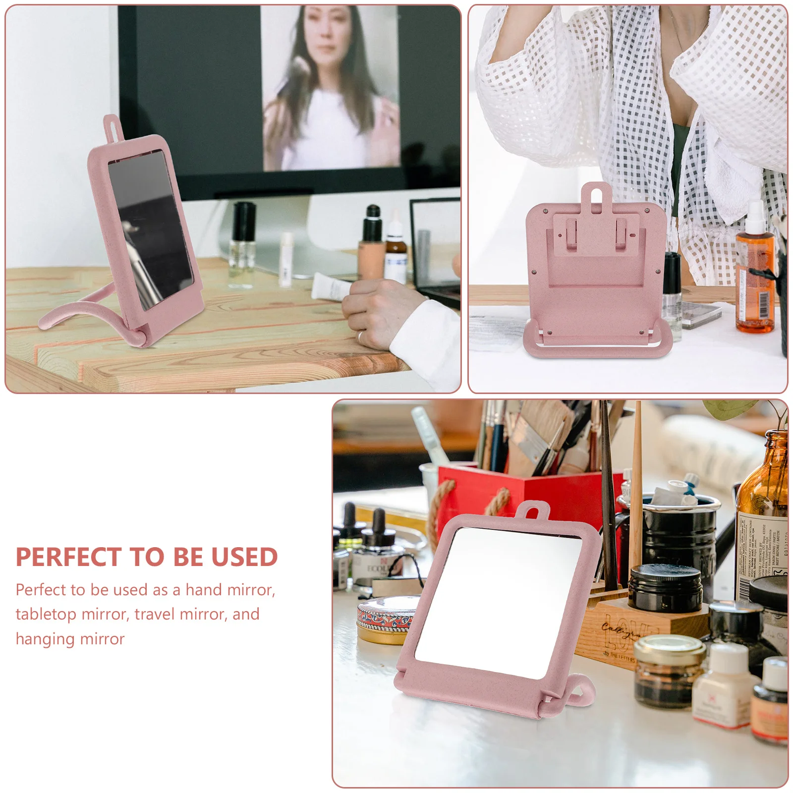 

Cosmetics Hanging Mirror Lightweight Makeup Vanity Tabletop Handheld Dresser Bedroom Bathroom Mirror with Stand