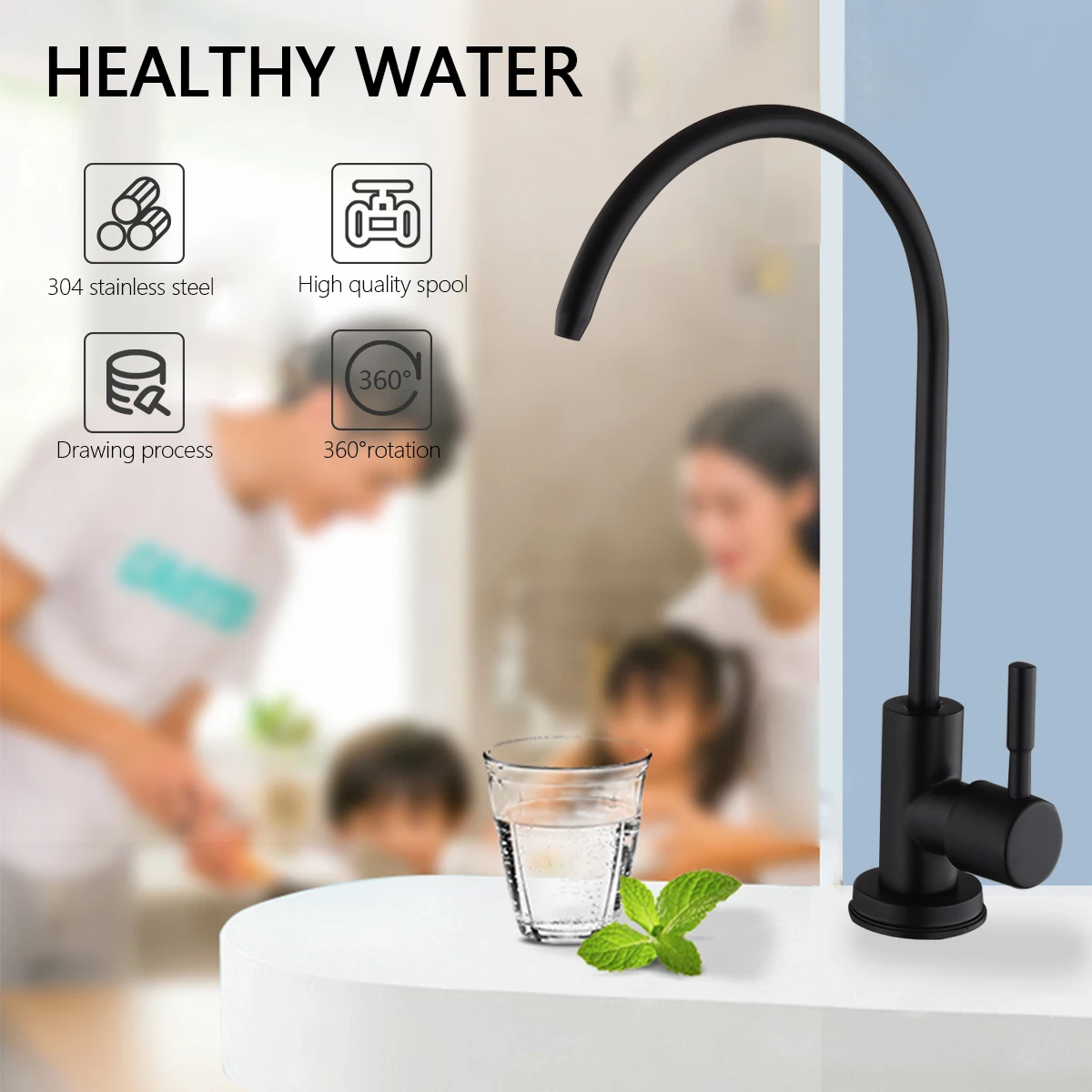 Nice Pop Black Kitchen Faucets Direct Drinking Tap for kitchen Water Filter Tap Stainless Steel RO Purify System Reverse Osmosis