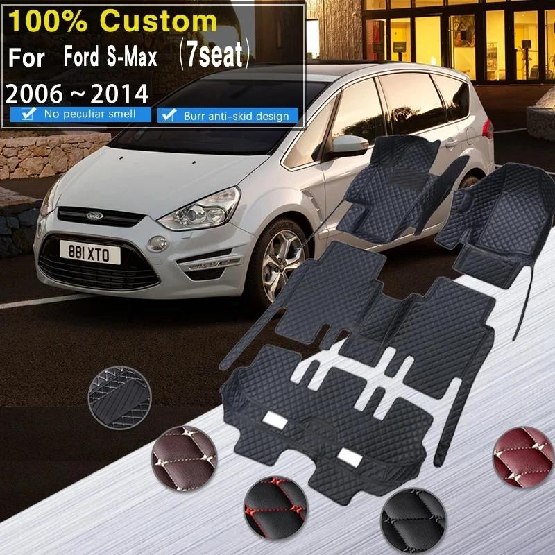 

Car Floor Mats For Ford S-Max MK1 2006~2014 7seat Anti-dirt Pads Full Set Waterproof Floor Mat Non-slip Carpets Car Accessories