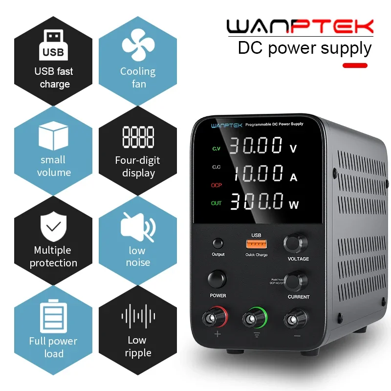 Wanptek 30V 10A Laboratory DC Power Supply 60V 5A 120V 3A Adjustable Voltage Regulator Bench Switching DC Power Supply