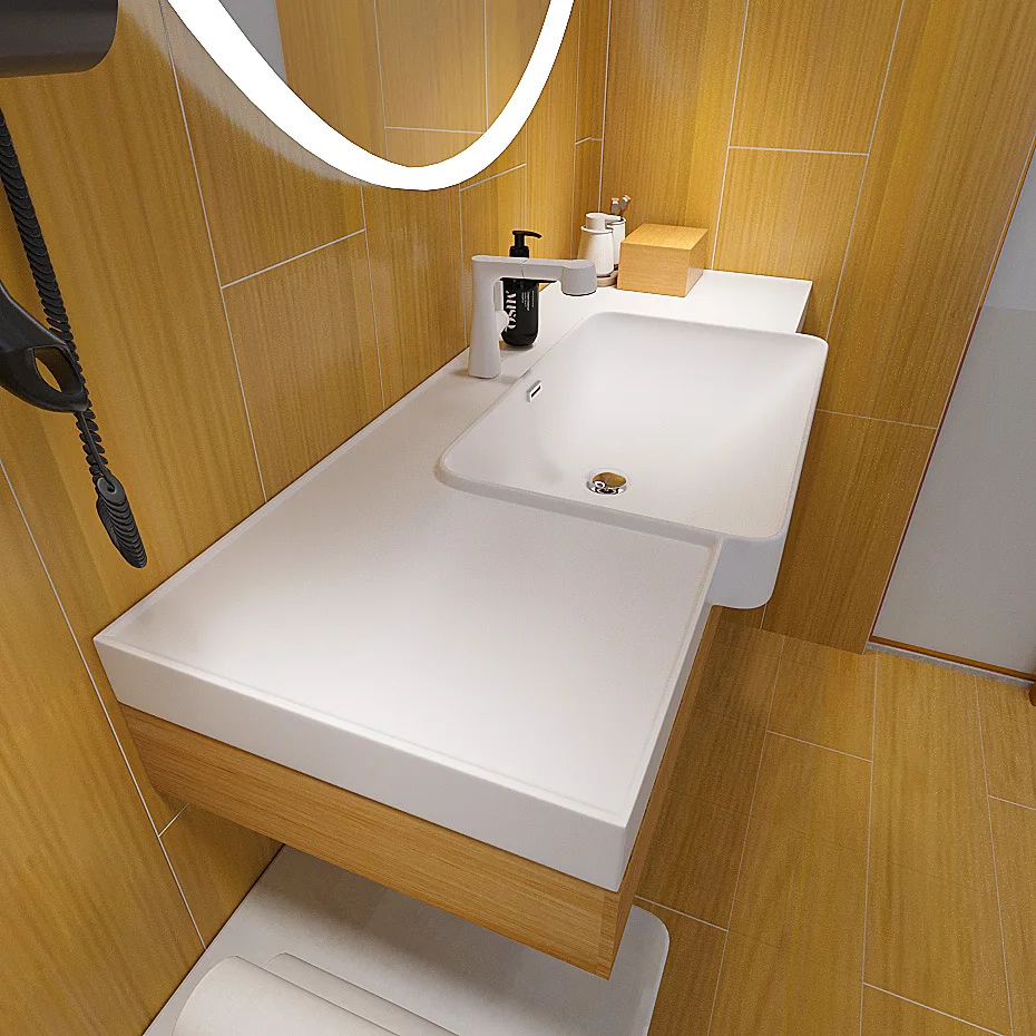 

Искусственный камень Corian, умывальник для унитаза для отеля, ванная комната, шкаф для ванной комнаты, прямоугольная раковина, встроенная раковина