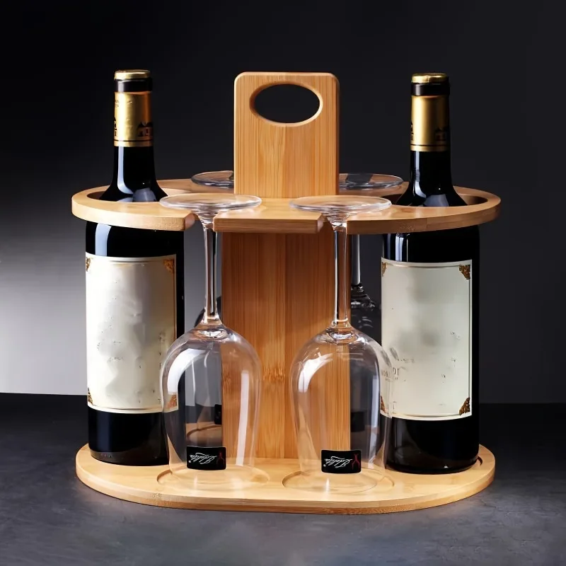 Wooden Wine Holder Outdoor Portable Hanging Wine Glass Holder Ornament Bamboo Wine Holder Goblet Inverted Cup Holder