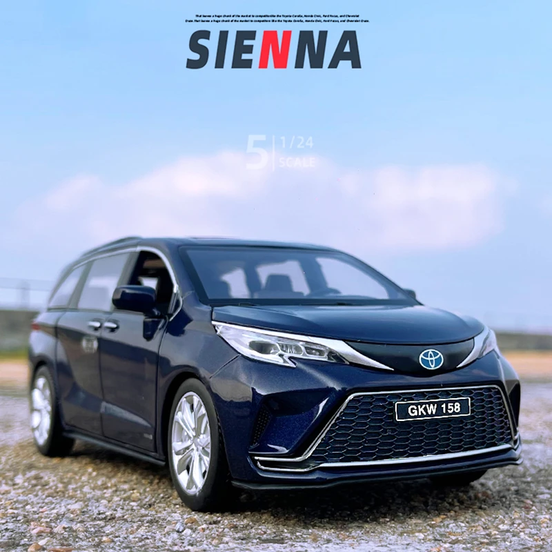 1:24 Sienna MPV Alloy Car Model Diecast Metal Vehicles Car Model Sound and Light Simulation Collection Children Toy Gift