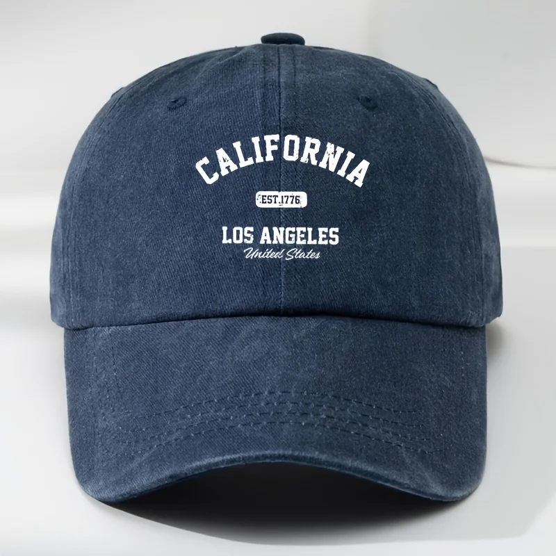 Men&Apos;S Vintage California Los Angeles Print Baseball Cap - Washed, Adjustable Fit, Outdoor Sports & Casual Sun Hat