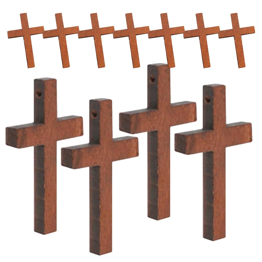 

40 шт. миниатюрных деревянных крестиков для поделок, подвесок, настенных украшений, декораций на Хэллоуин, в деревенском стиле