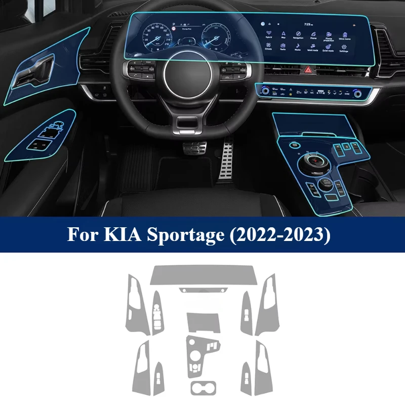 

Для Kia Sportage NQ5 2022 2023, центральная консоль автомобиля, приборная панель, навигация, ТПУ, защита от царапин, внутренняя пленка, наклейка