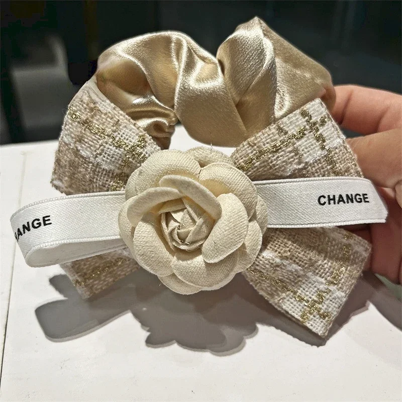 

New Bowknot Headwear Hair Ties for Women Ponytail Senior Sense Lattice Winter Camellia Flower Rope Female Accessories