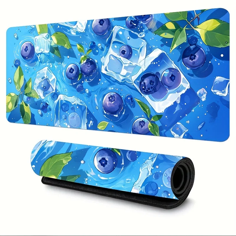 Gaming Large Mouse Pad 90x40cm Cool Fruit Ice Cube Design with Non-Slip Rubber Base Stitched Edges for Desk Mat for Office game