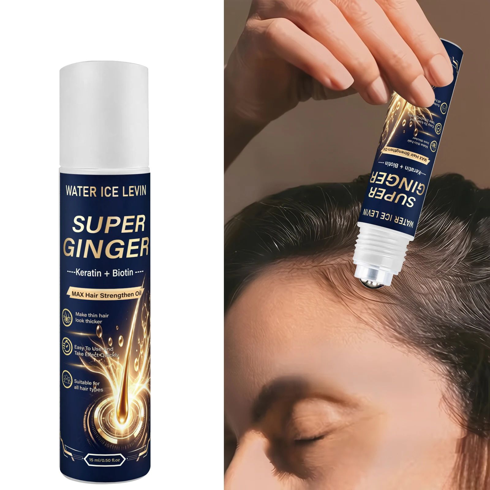 Super Ginger Roller Hair Oil Keratin Biotin Gentle Non‑Irritating Scalp Serum For Sensitive Scalp Strengthen Hair