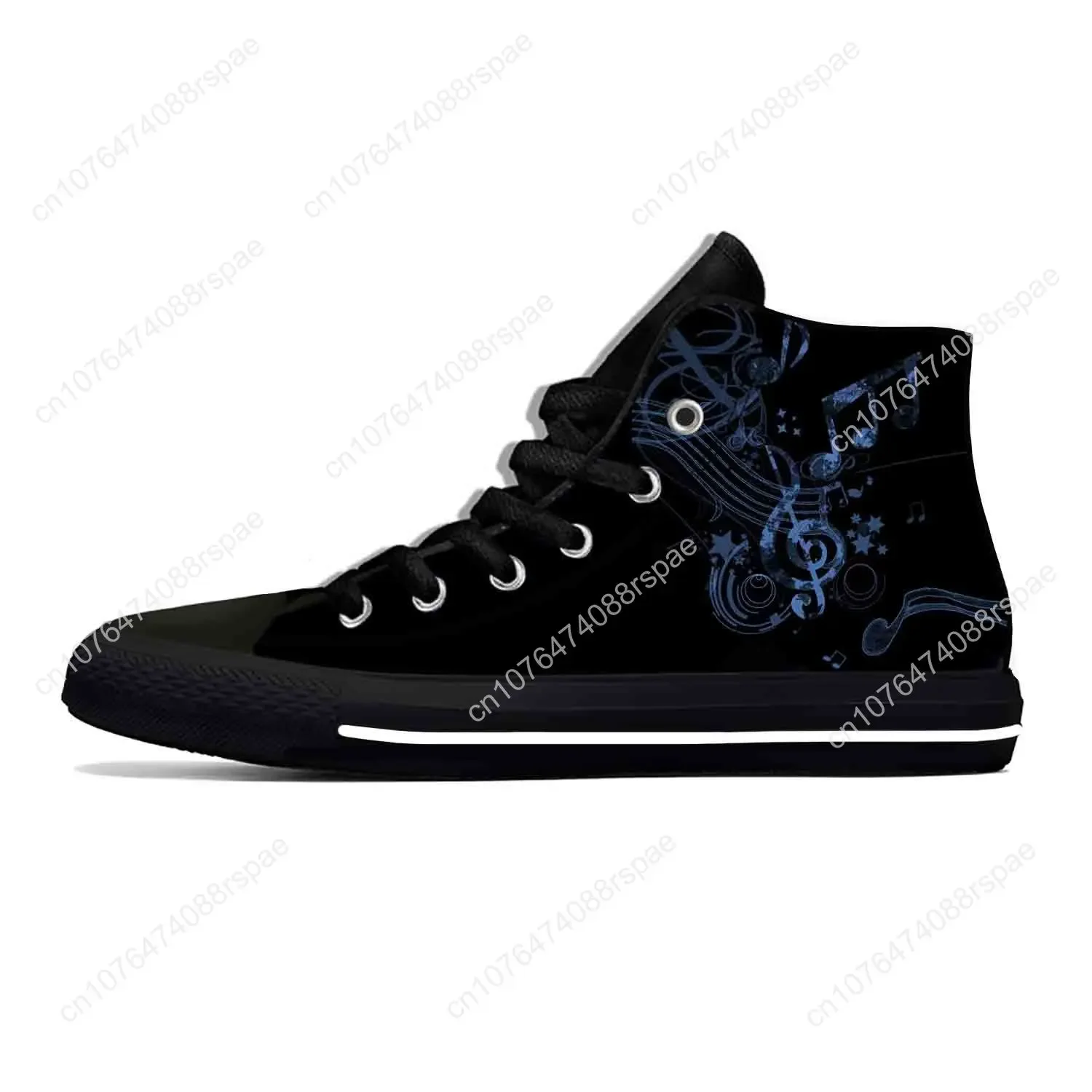 Anime Cartoon Musik Note Musiknoten Mode lässig Stoff Schuhe High Top leichte atmungsaktive 3D-Druck Männer Frauen Turnschuhe