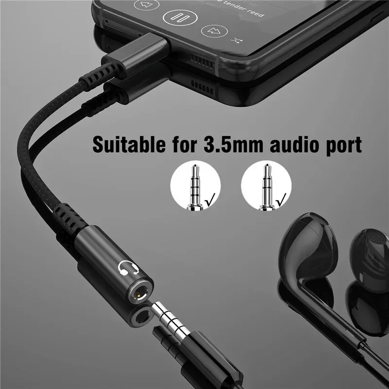 USB C to 3.5mm Jack Earphone Adapter USB-C 3 5mm Stereo Audio Converter Cable For iPhone 15 Pro Samsung Galaxy Xiaomi Huawei