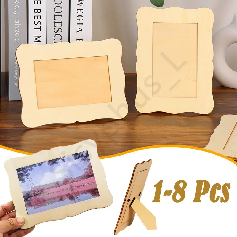 

Natural Wood Rectangular Picture Frame Set DIY Craft Photo Frames for Tabletop Home Decor Wooden Photo Frames