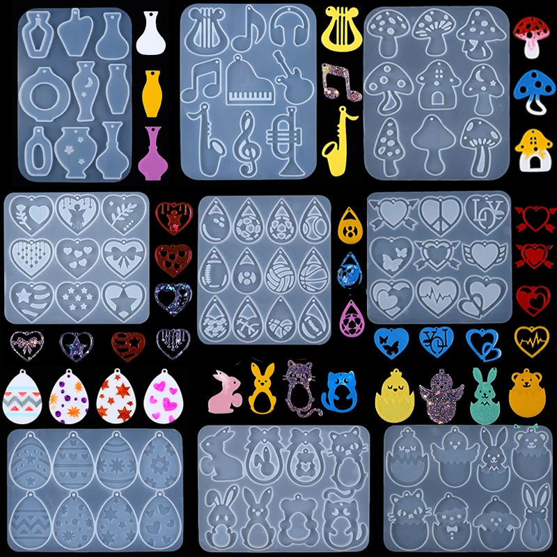 القرط قالب من السيليكون أرنب عيد الفصح البيض القلب الفطر زهرية أدوات القلعة DIY بها بنفسك قلادة المفاتيح القرط صنع المجوهرات #1