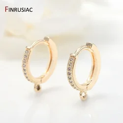 14k Gold Plated Inlaid Zircon Hoop Earrings Hooks Earring Clasps Accessories For Women Handmade DIY Earring Making Supplies