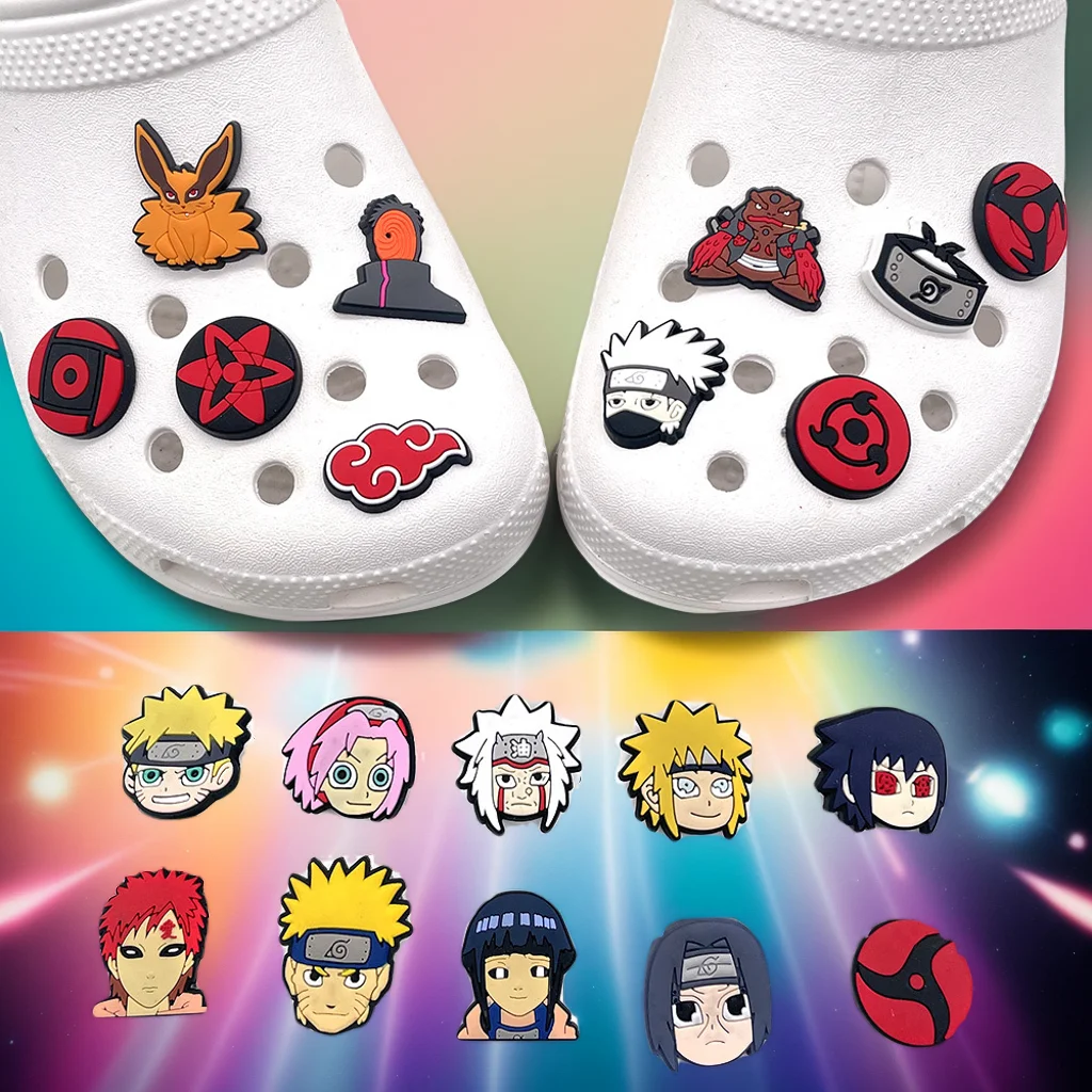 20PCS Shoe Decoration Kakashi Itachi Anime Shoe Charms Garden Shoe Accessories Buckle Fit Clogs Decoration Sandals Decor Gift
