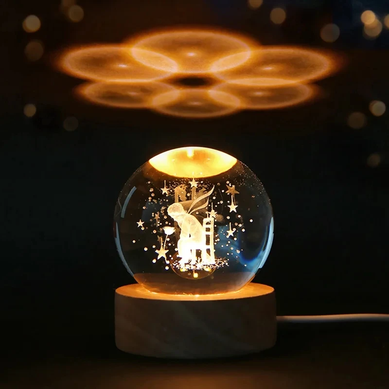 LED Night Light Milky Way Galaxy Solar System Crystal Ball Children Night Lamp Bedroom Ambient Light Creative Gift Night Light