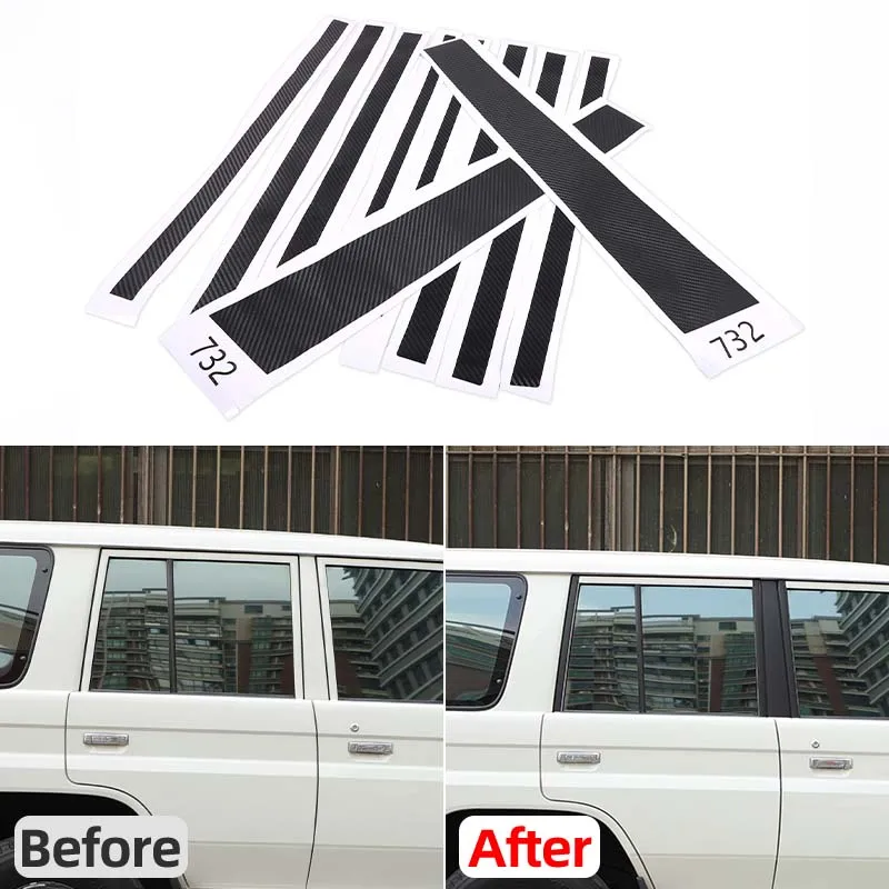 

For Toyota Land Cruiser LC76 2007+Carbon Fiber 10pcs Car Window Center B-Pillars Stickers Tirm Auto Modification Parts