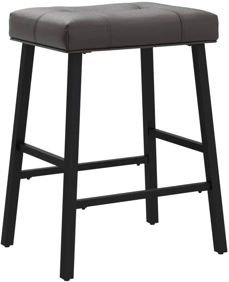 Bar Stools Set of 2, Kitchen Counter Height Saddle Bar Stools with Faux Leather Seat Padding, Breakfast Kitchen Stools