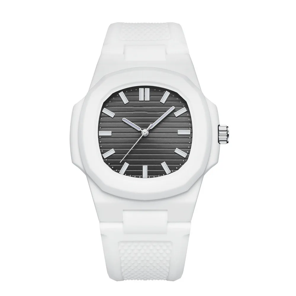 Luxury Brand Square Stripe Color Silicone Men's Watch Waterproof Quartz Sport Wristwatch for Couples Rlojes Para Hombre