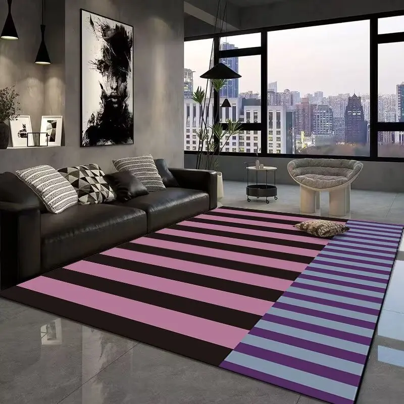 Modern Geometric Abstract Style Washable Fluffy Rug Decoration Living Room Non-slip Soft Carpet Large Area Foldable Big Foot Mat