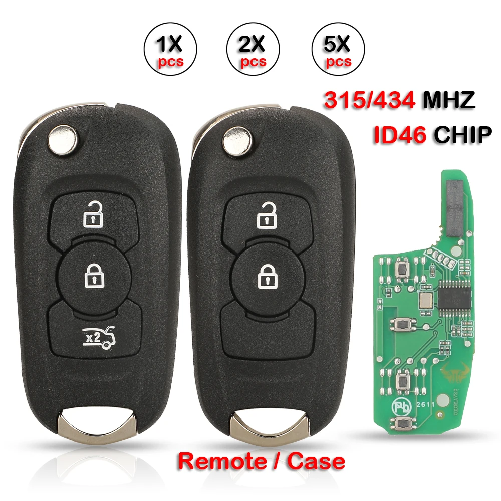 jingyuqin Car Key remote/case 2/3 Buttons 315 434MHZ ID46 Flip For Opel Astra K Vauxhall Buick Verano Excelle GT EXCELLEGT