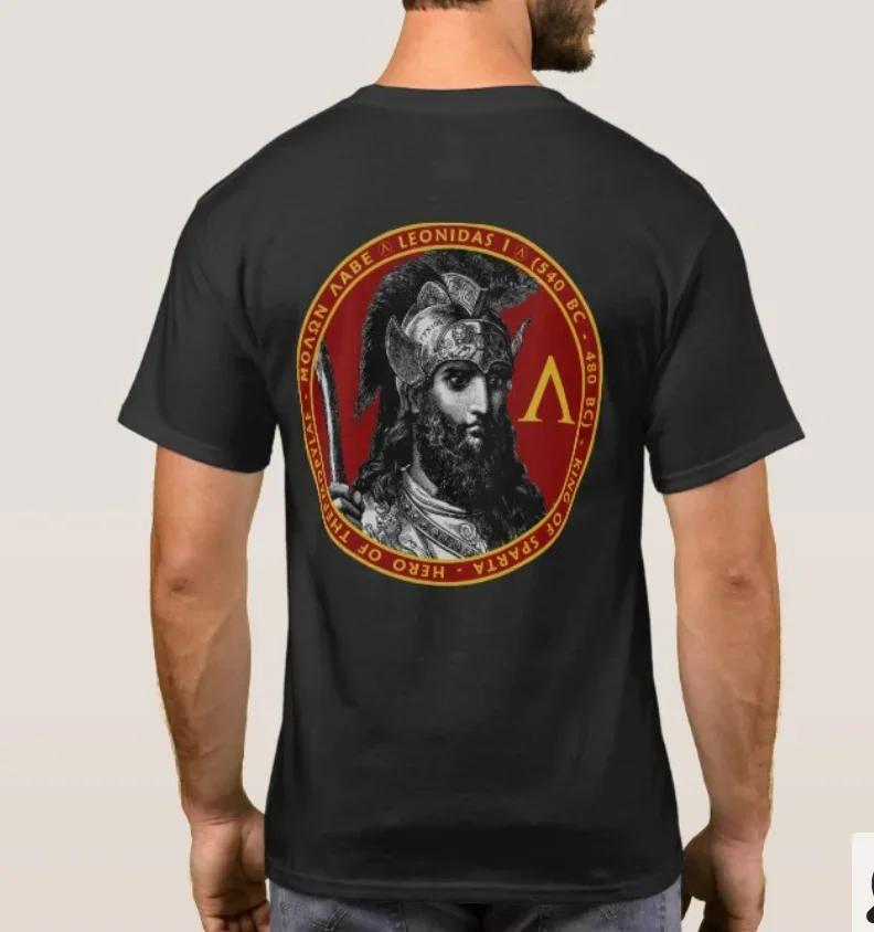 Spartan King Leonidas I Portrait Seal T-Shirt. Summer Cotton Short Sleeve O-Neck Mens T Shirt New S-3XL