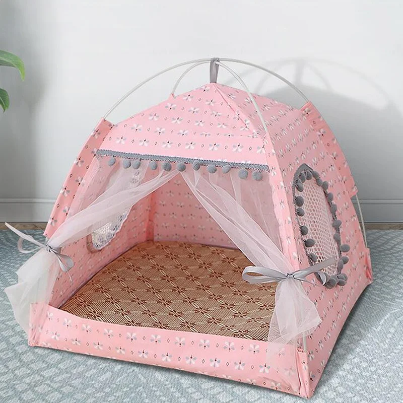 Pet Cat Tent Summer Cave Hut Cat Sleep House For Kitten Puppy Playpen Cage Basket Cat Nesk Kennel Small Dog House Bed