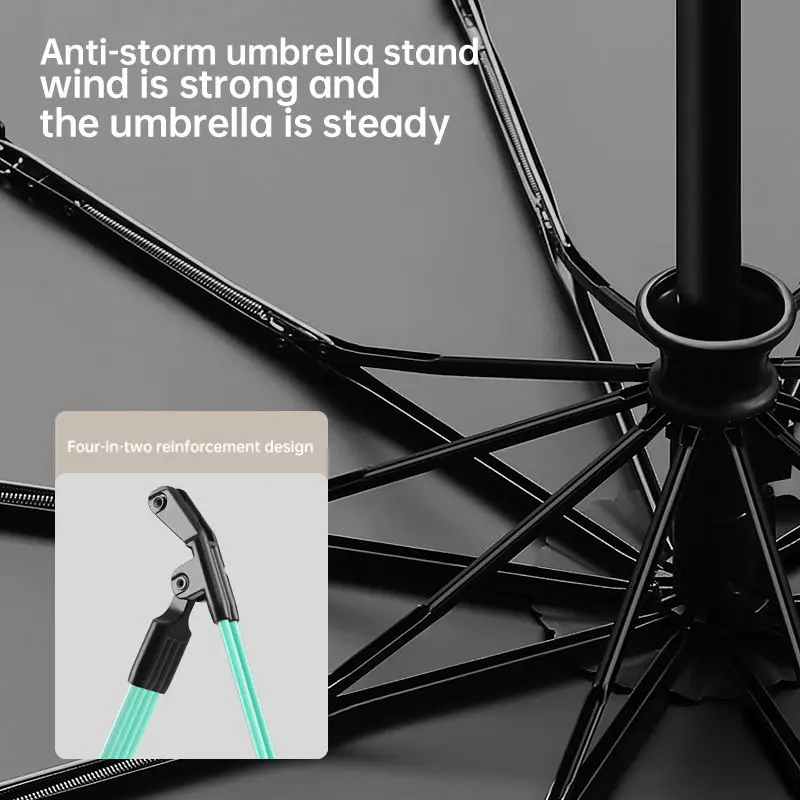 شعبية جديدة 12K 60 الأضلاع قابلة للطي قوية مقاومة للرياح حماية من الأشعة فوق البنفسجية التلقائي ثلاثة مظلة قابلة للطي ، 1 قطعة