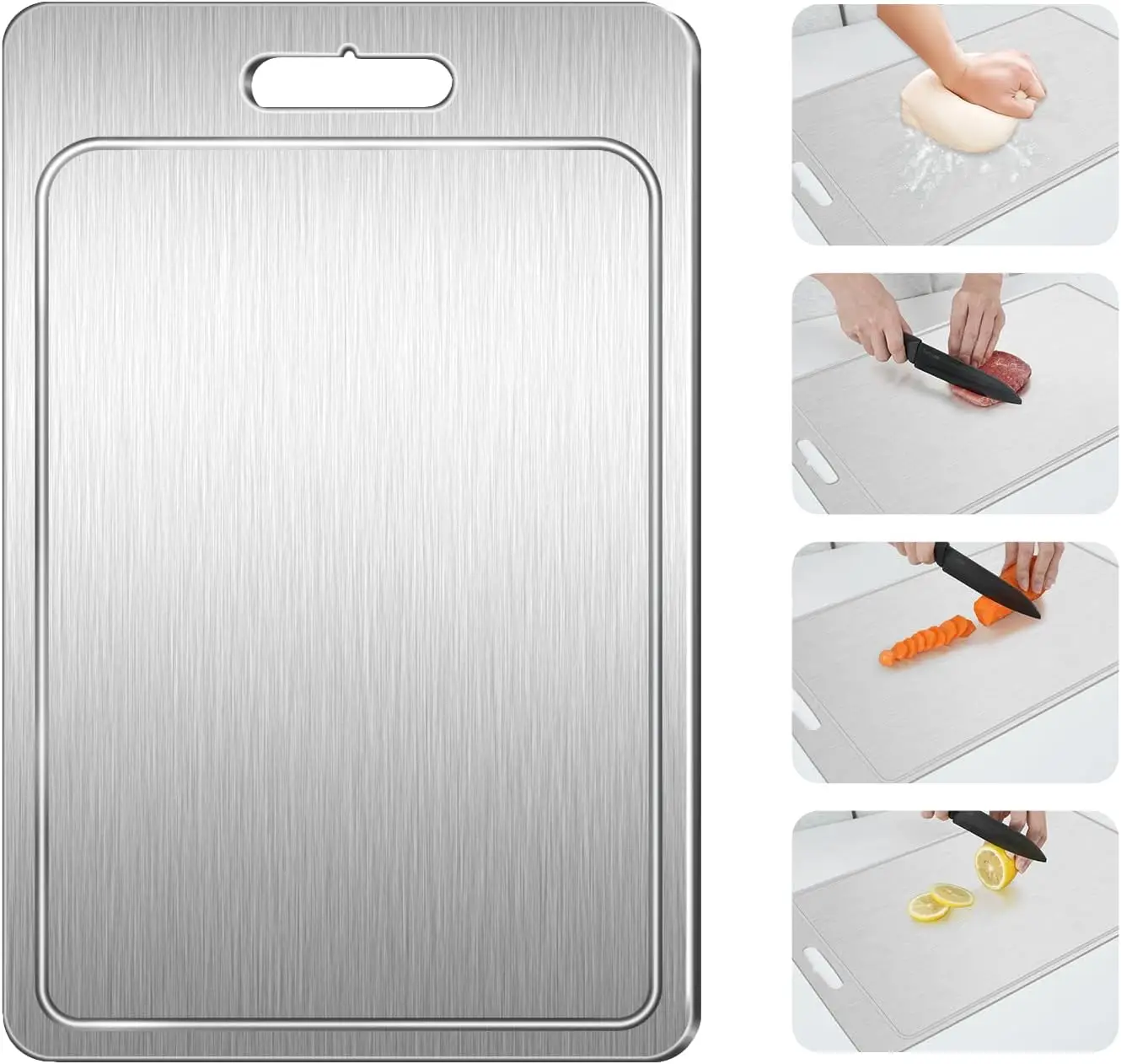Titanium Chopping Board Double Sided with Juice Groove for Meat Vegetables Fruits Large Kitchen Cutting Surface