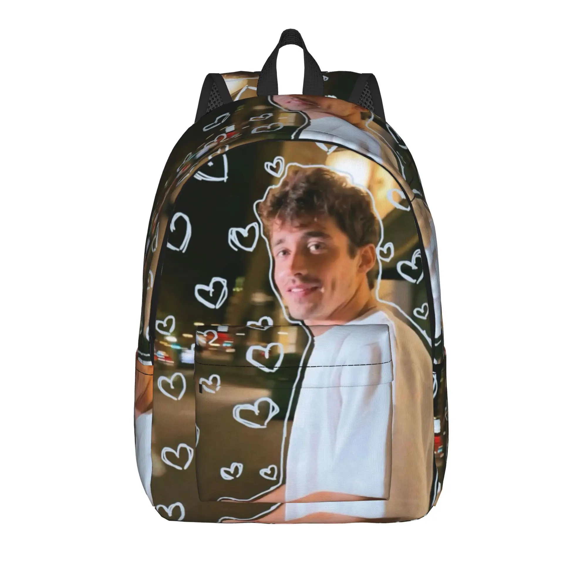 

C-Charles Leclerc Fashion Backpack with Pocket Student Hiking Travel Daypack for Men Women Laptop Computer Canvas Bags