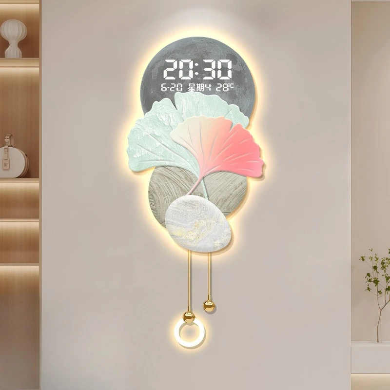 Reloj de pared digital de diseño estético simple, pintura decorativa, reloj de pared LED de lujo, reloj despertador digital, mueble.