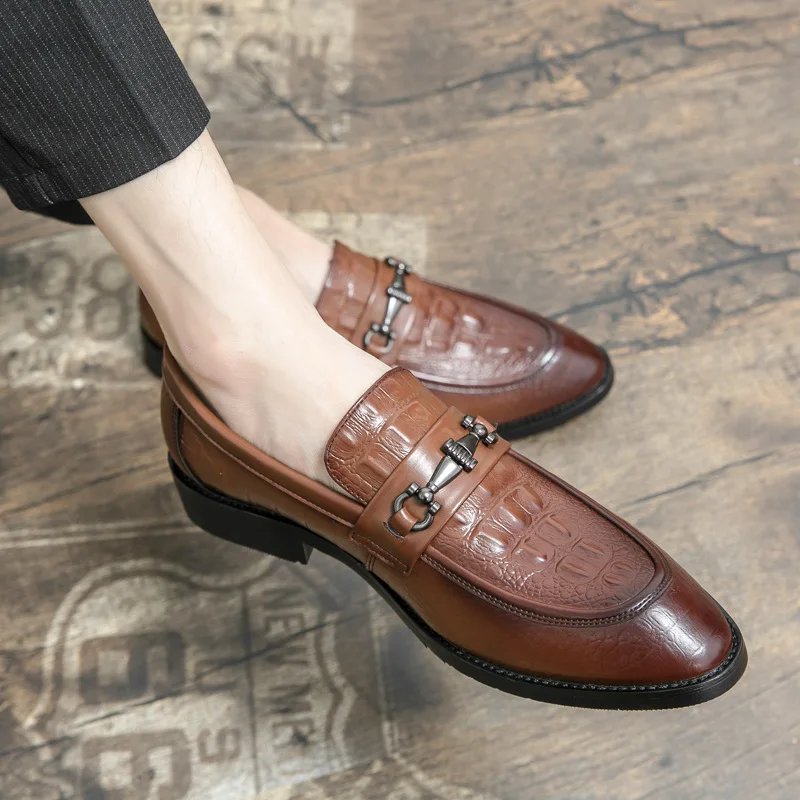 

Men's Leather Business Formal Shoes British Style Black Soft Sole Casual Pointed Wedding Groom Dress Shoes