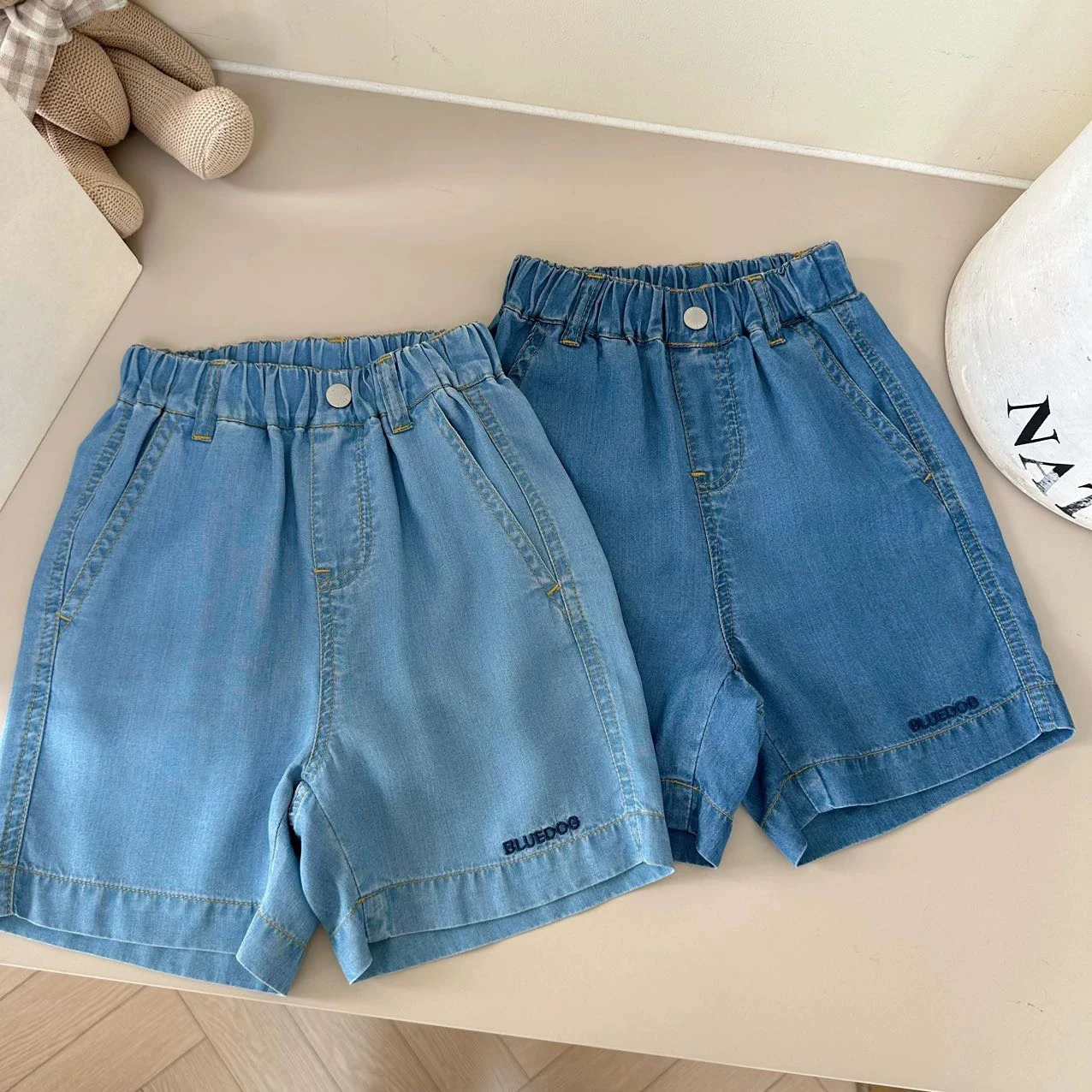 

Children's Soft Cotton Denim Shorts Summer New Style Fashionable Casual Versatile Five-Quarter Length Kids' Clothing