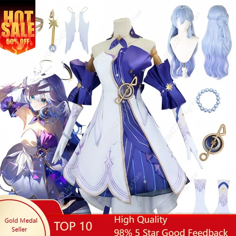 

Robin Cosplay Game Honkai Star Rail Robin Cosplay Costume Anime 3D Print Dresses Wig Role Play Uniform Full Set for Women Girls