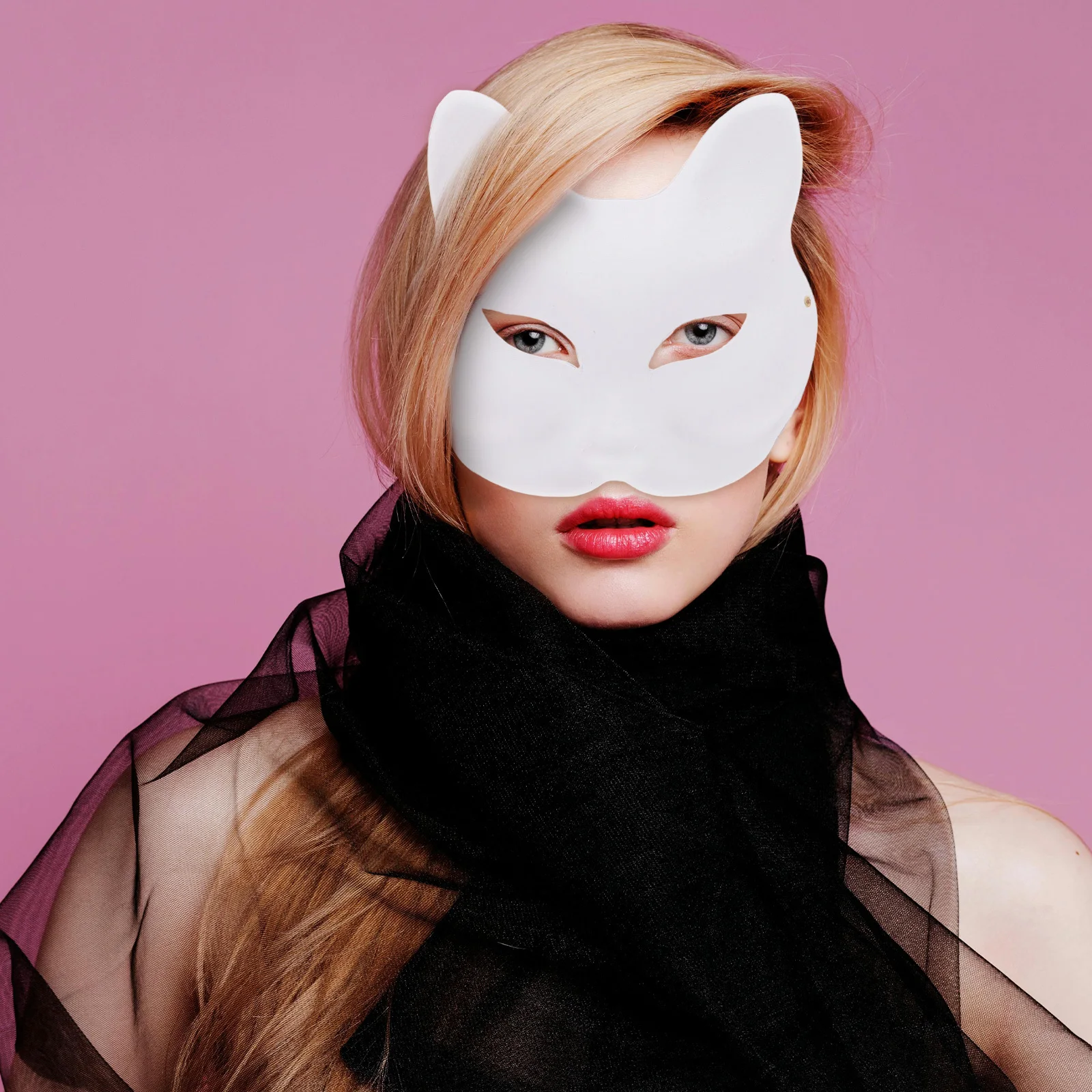 

10Pcs DIY White Fox Mask Blank Craft Paper Animal Face Halloween Costume Mask Cosplay Party Supplies Animal Costume Masks