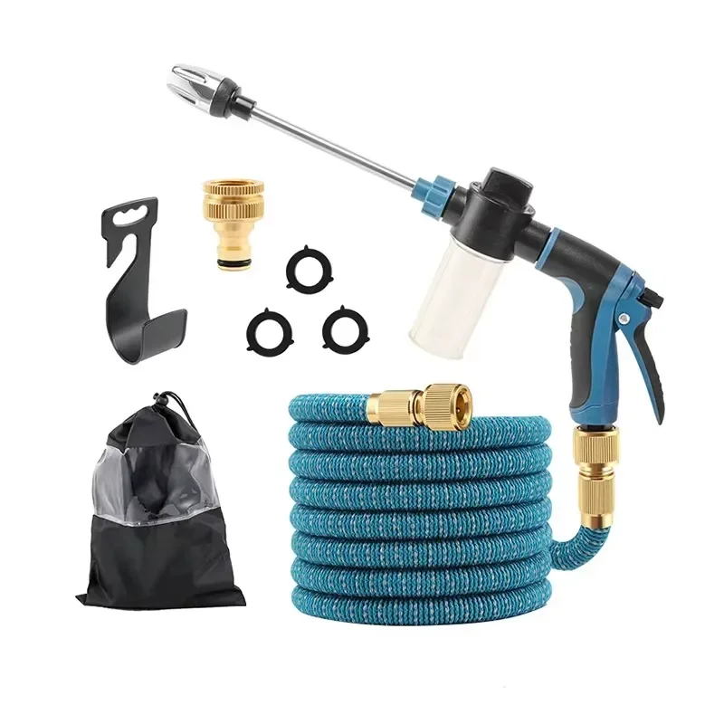 2025 New Color Flexible Expandable Garden Water Hose with 100ml Soap Dispenser for Garden Irrigation Cleaning