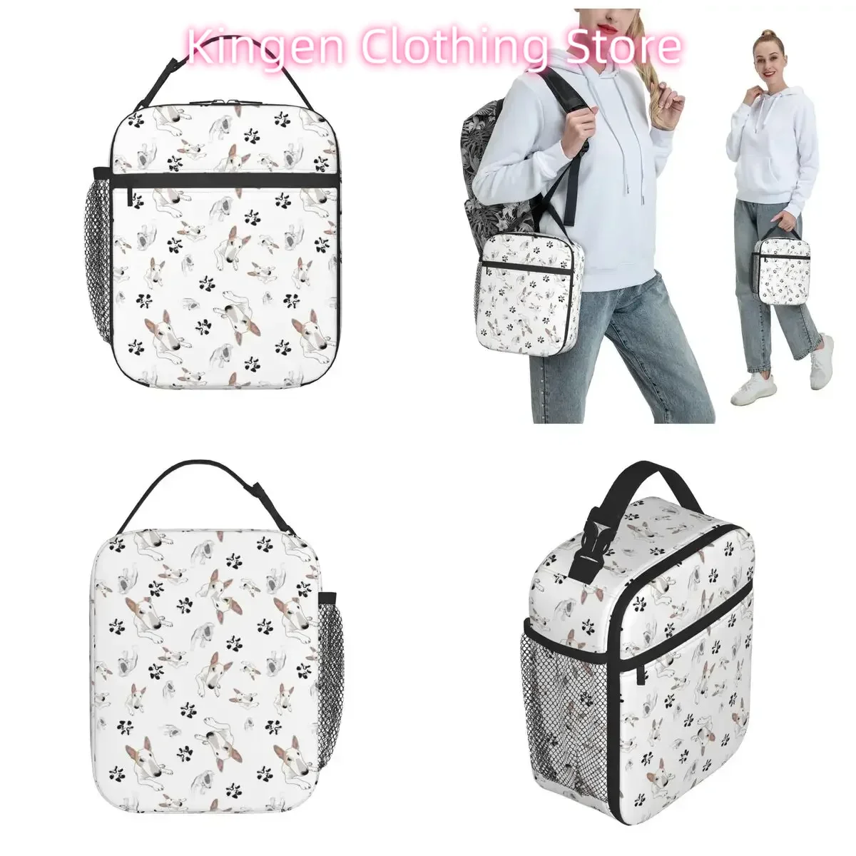 Bull Terrier Dog Accessories Insulated Lunch Bag For Travel Storage Food Boxes Reusable Thermal Cooler Lunch Boxes
