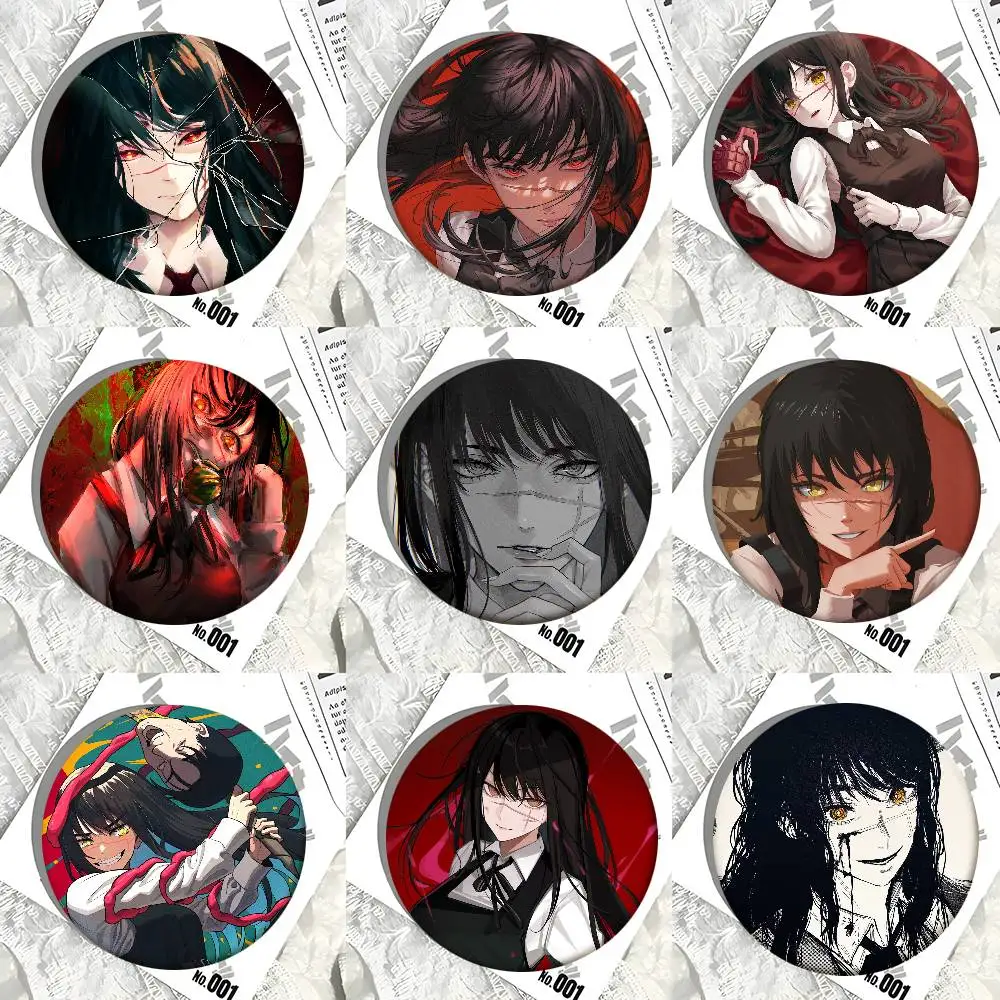Anime Chainsaw Man Asa Mitaka Round Badge Creative Brooch Clothing Backpack Accessories Lapel Pin