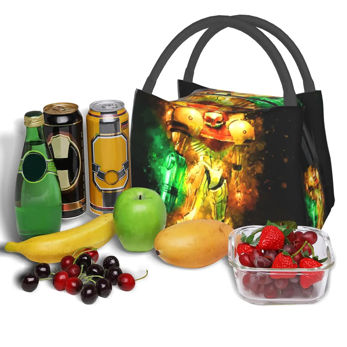 Metroid Samus Aran Prime Hunter Lunch Bags Insulated Bento Box Leakproof Lunch Tote Picnic Bags Cooler for Woman Girl Office