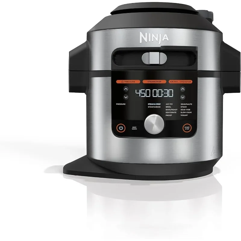 Ninja OL601 Foodi XL 8 Qt.Pressure Cooker Steam Fryer with SmartLid,14-in-1 that Air Fries,Bakes & More,with 3-Layer Capacity.