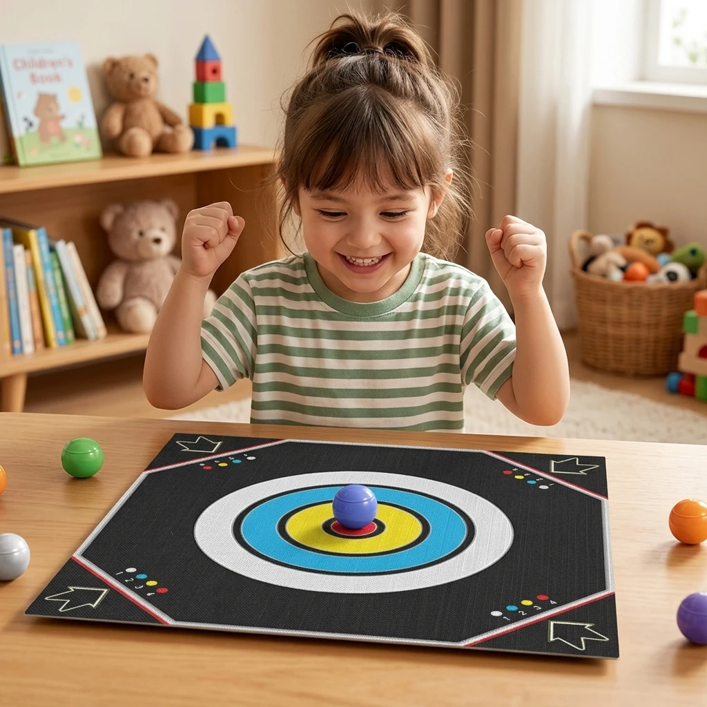 Multiplayer Bouncing Marble Shooting Board Game, Silent Fabric Mat Family Party Interactive Educational Tabletop Toy for Kids