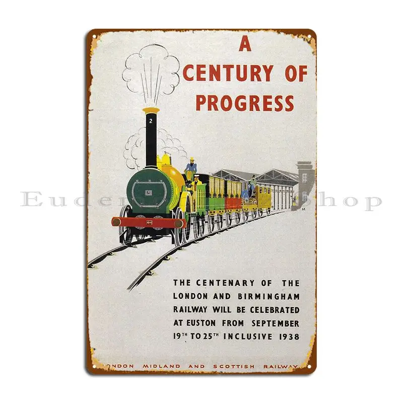 A Century Of Progress Lms Vintage Railway Centenary Poster 1938 Metal Plaque Poster Custom Painting Cave Cinema Tin Sign Poster