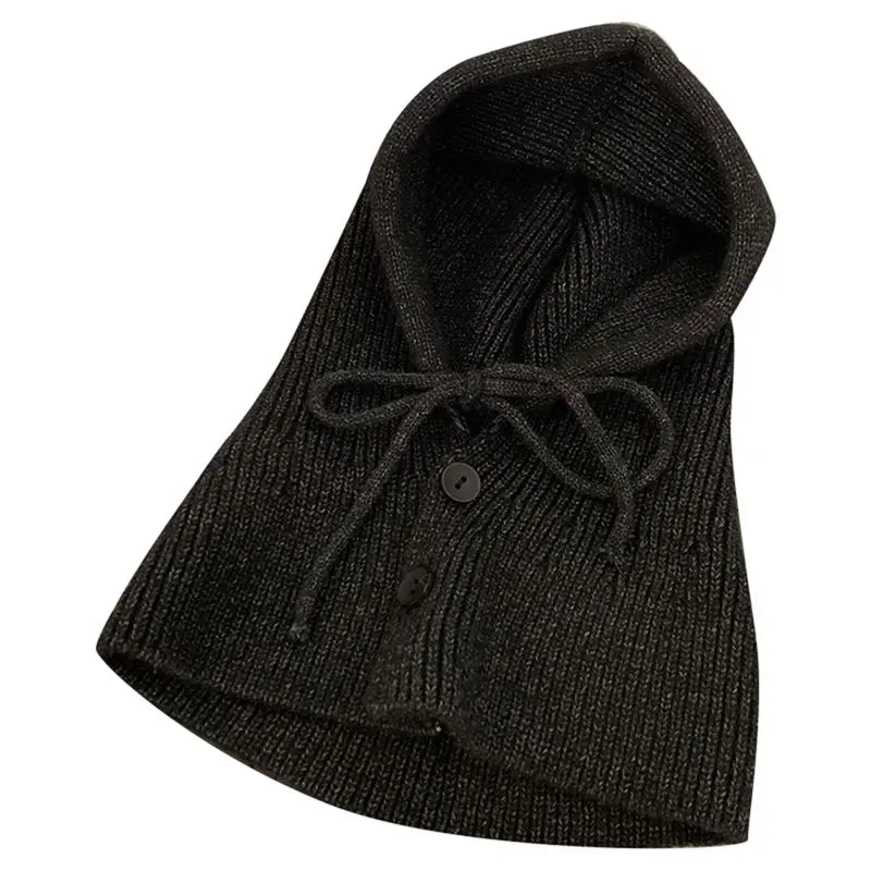 

AED2-Winter Hat With Hood & Scarf Knitted Balaclava Beanie For Women & Girls Warm Breathable & Adjustable
