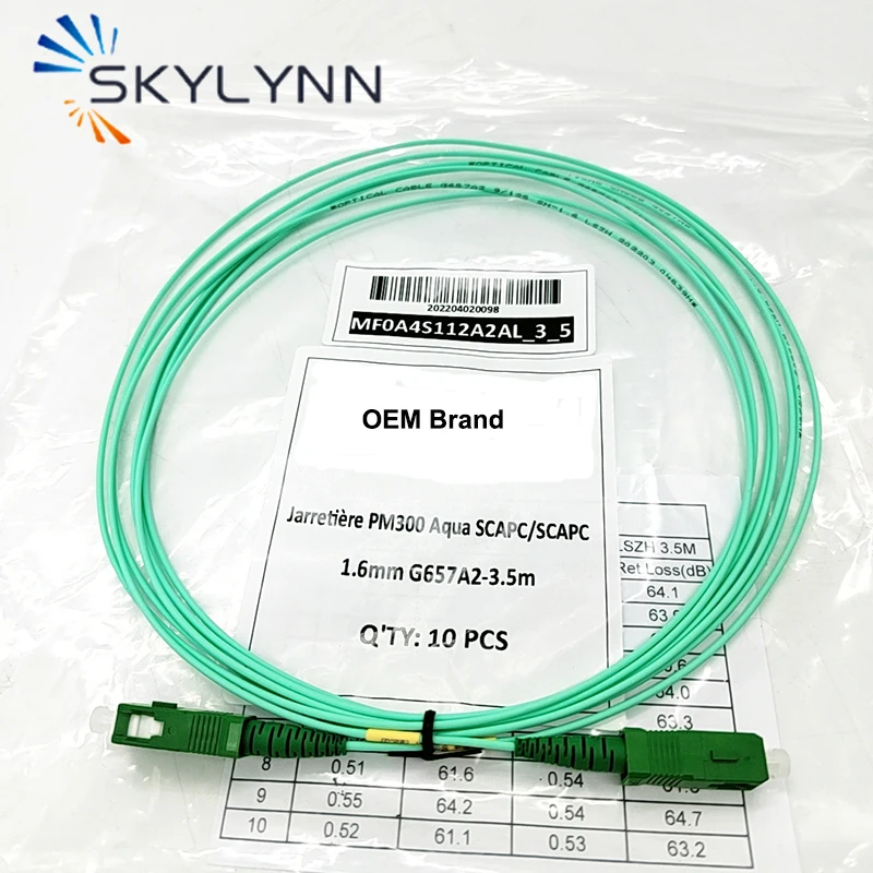 50/100 PCS 3.5 Meter Length SC/APC-SC/APC Blue Fiber Optic Patch Cord Single Mode G657A2 Simplex 1.6mm Jumper Cable For France