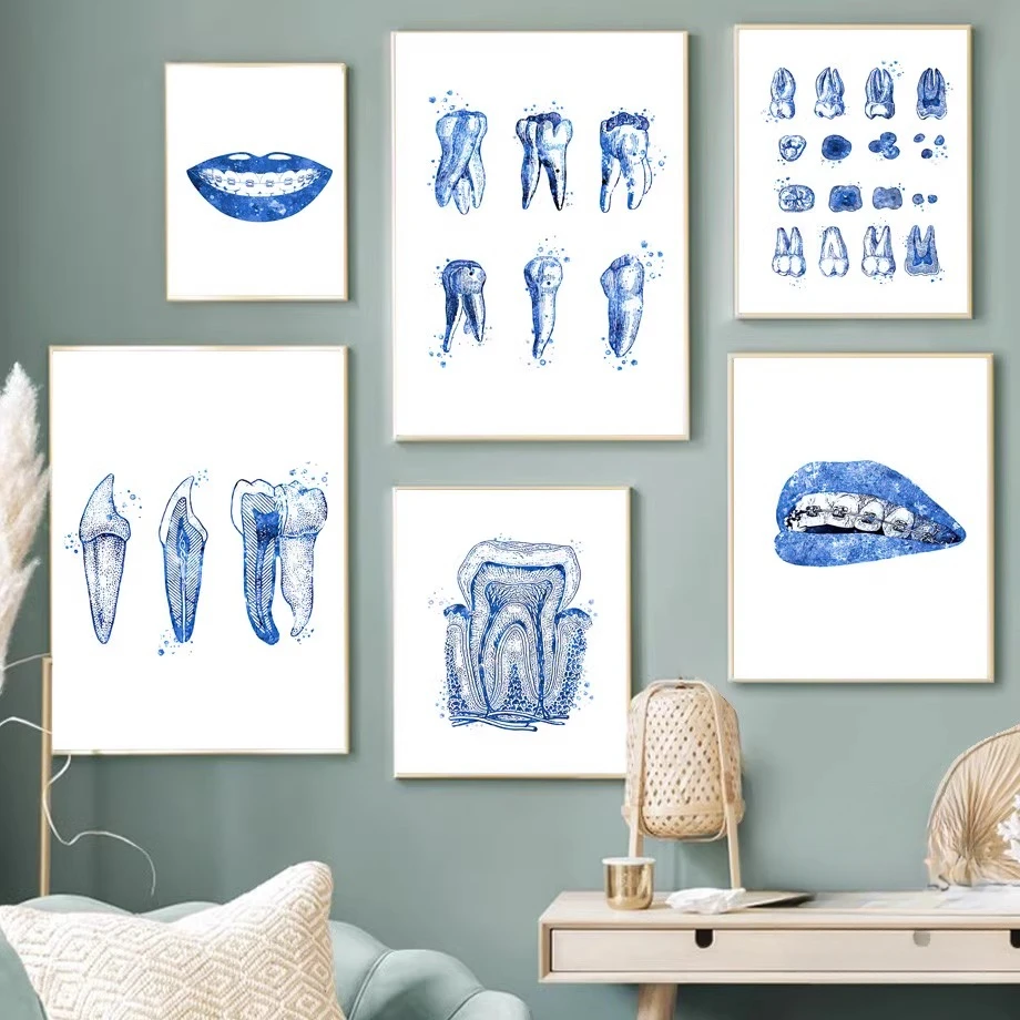 Nordic Minimalist Dental Clinic Dentist Medical Oral Clinic Office Picture Canvas Wall Print Art Home Decor Paintings Decoration