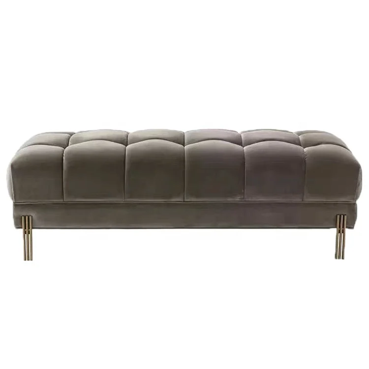 /Muchun Living Room Furniture Modern Luxury Stainless Steel Shoe Ottoman Bed Bench Sofa